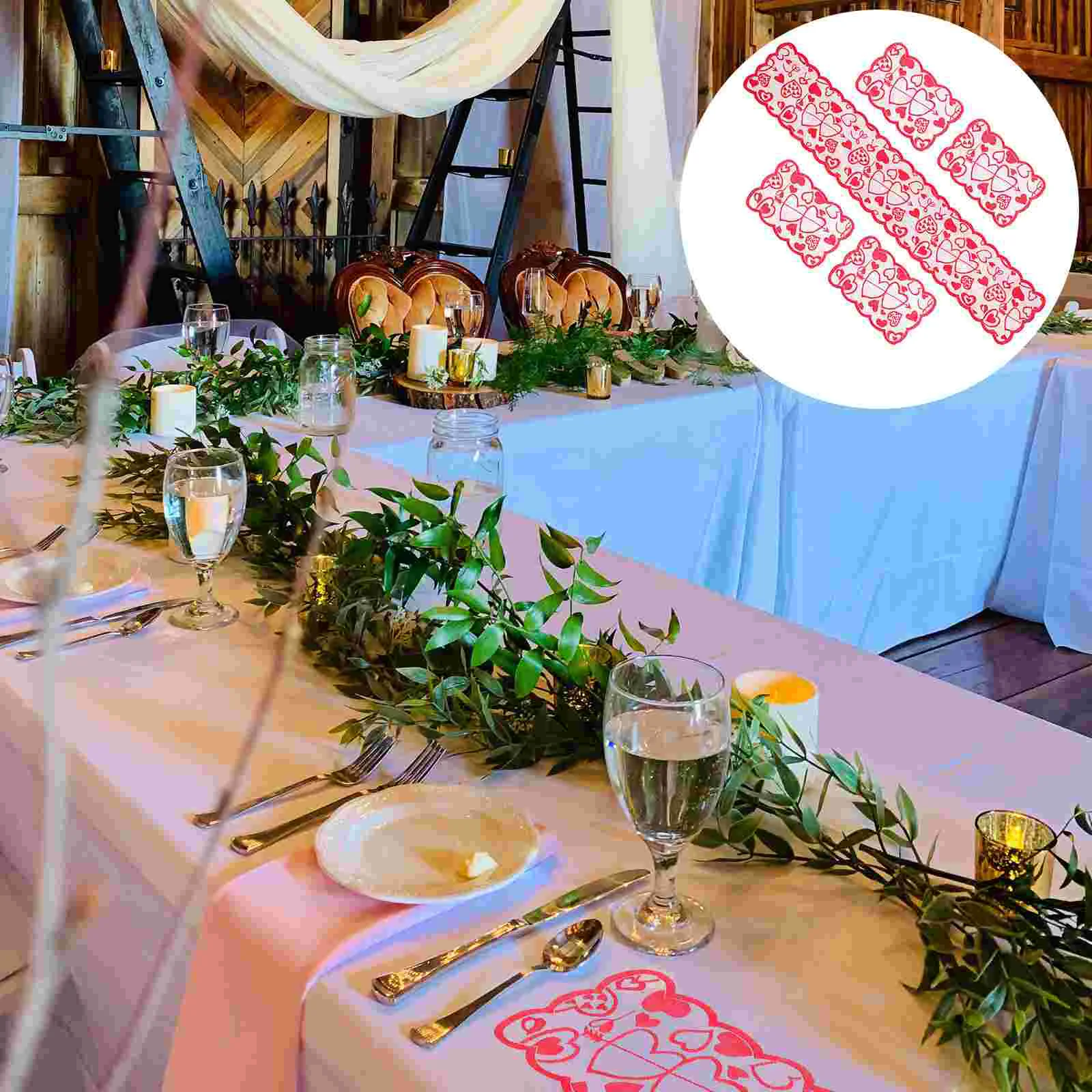 

1 Set Valentine's Day Table Cover Home Hotel Party Dinner Tablecloth with Table Mats