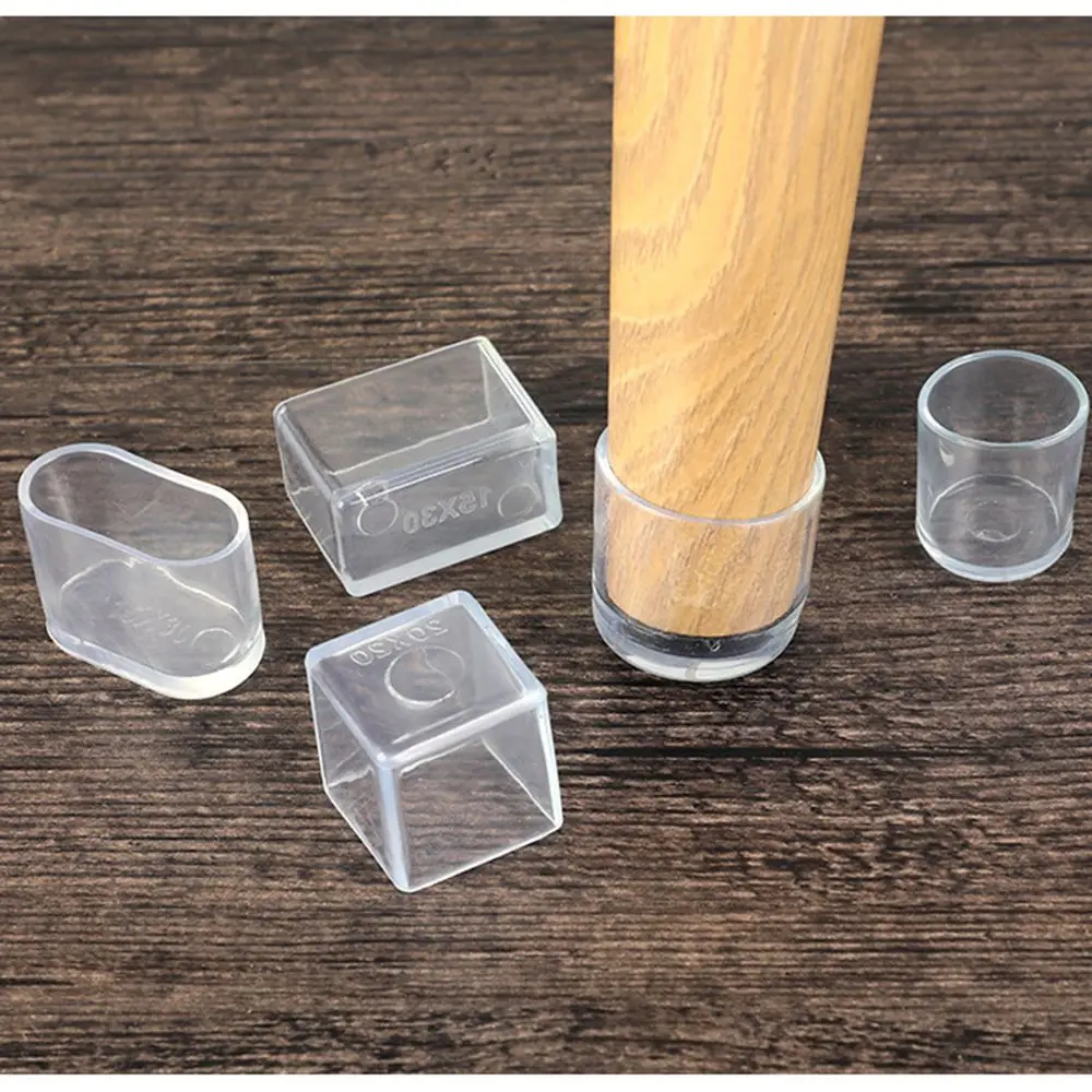 

4Pcs/Set Clear Rubber Chair Leg Caps Feet Protector Pads For Furniture Table Non-Slip Covers Furniture Leveling Feet Home Decor