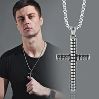 wangaiyao new necklace mens trend retro cross student hip hop titanium steel pendant jesus christ teaching pendant jewelry