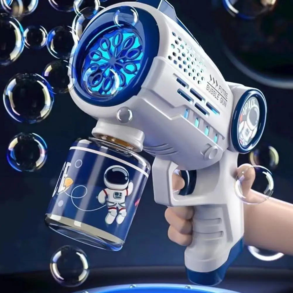 

Bubbles Gun Soap Bubble Machine Electric Space Launcher Children's Day Gifts Full Automatic Bubbles with Light Backpack Kids Toy