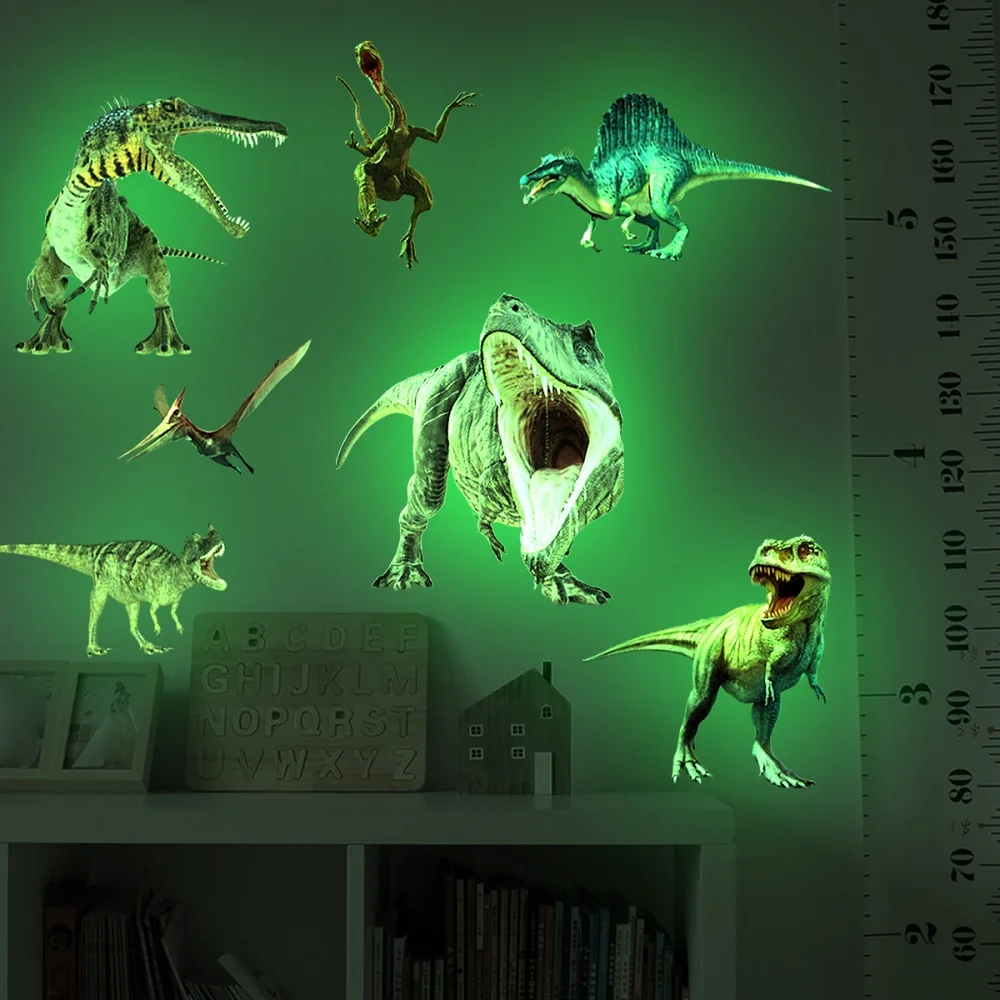 

Jurassic Dinosaur Luminous Wall Stickers Glow in the Dark Animal Decals For Kids Room Nursery Home Decor Fluorescent Wallpaper