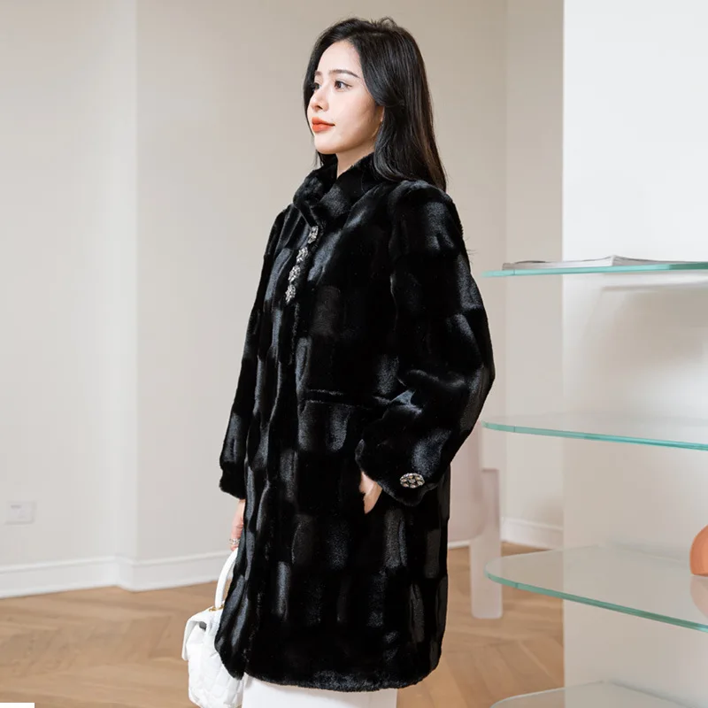 Winter Jacket Women 2022 New High Quality Loose Long Faux Fur Coat Office Lady Thick Double Faced Fur Parkas Famale Clothing
