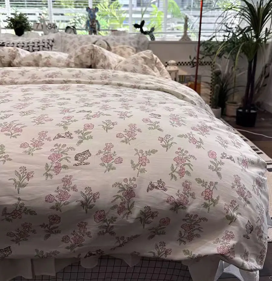 Комплект постельного белья Fairyfair с розовыми цветами односпальный двуспальный