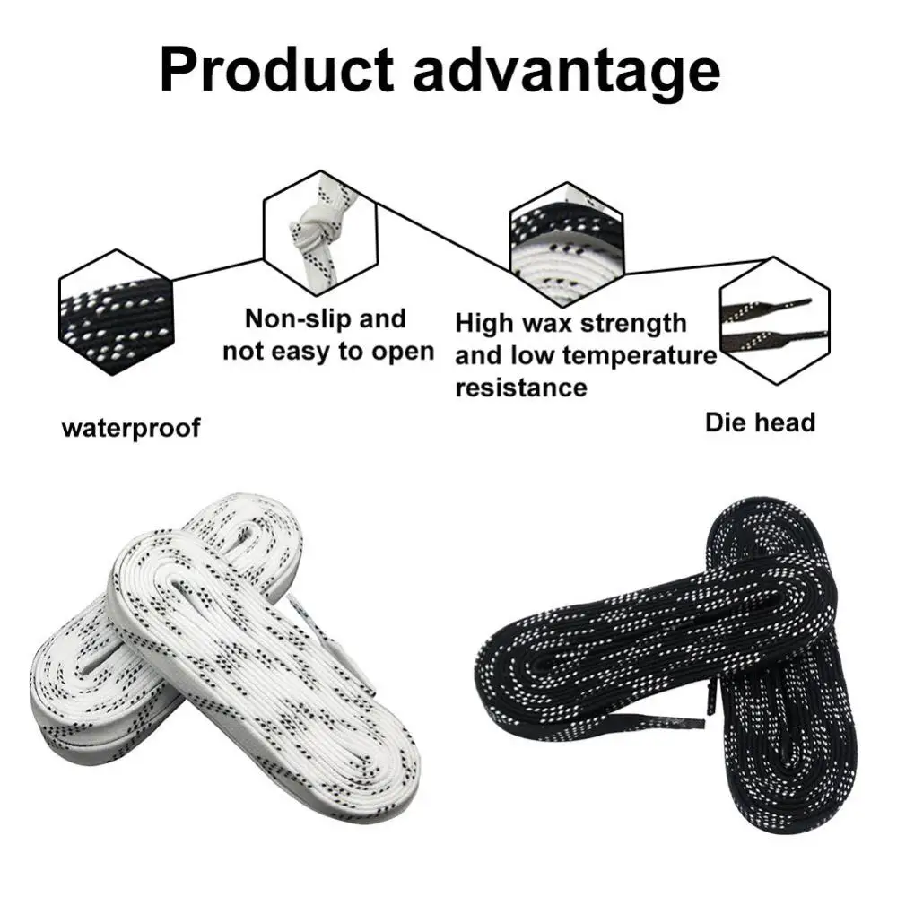 

1 Pair Shoe Laces Laces 96/108/120 Inch Skate Waxed Waterproof for Ice Hockey Roller Skates