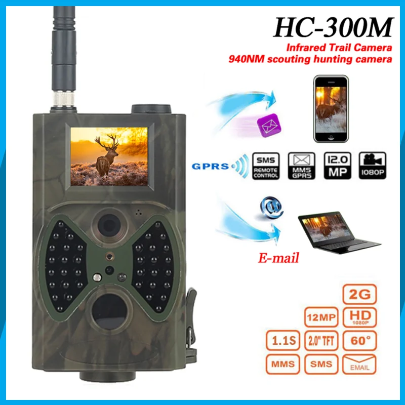 

HC-300M Trail Hunting Camera Digital Infrared Camera Trail Hunting Video IR Night Scouting Cam Outdoor Game 940NM MMS GPRS 12M