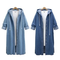 2022 autumn women denim windbreaker coat solid color denim jacket woman blue jackets