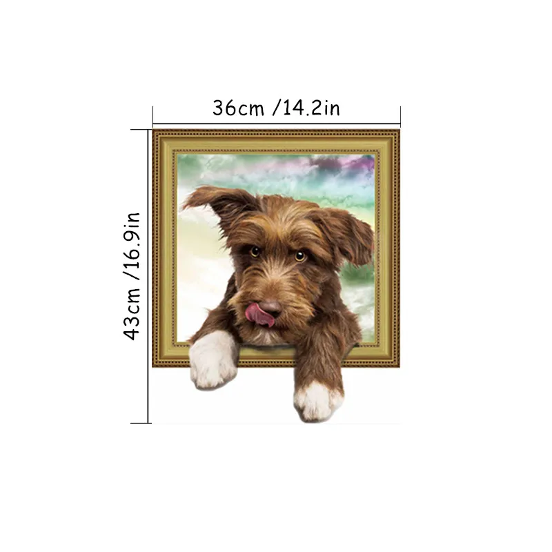 Реалистичные настенные наклейки с собакой 3D фоторамка искусство виниловые обои