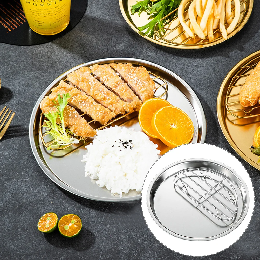 

Plate Tray Stainless Steelfried Serving Snacks Dessert Holder Storage Container Grilled Multi Use Snack Dish Chicken Household
