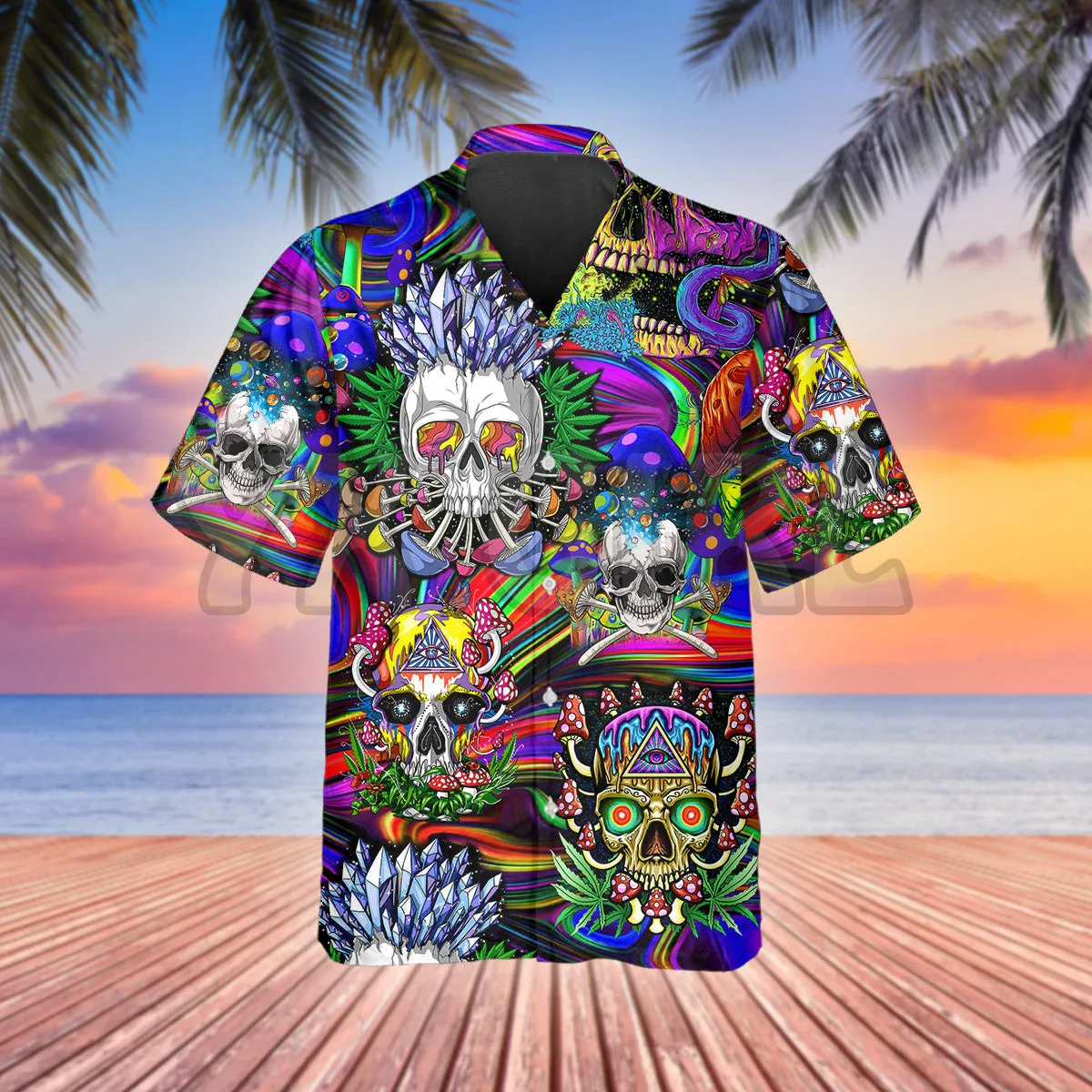 Fancy Rock Skull 3D All Over Printed Hawaiian Shirt Men's For Women's Harajuku Casual Shirt Unisex