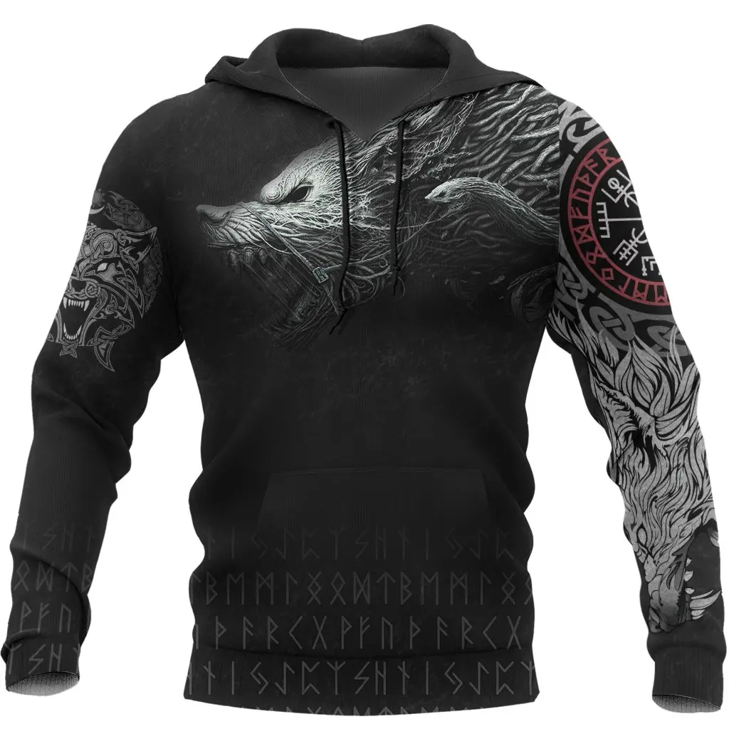 

Men's Hoodie 3D Digital Print Skull Viking Compass Hoodie 2022 Fashion Sweater Oversized Casual Jacket