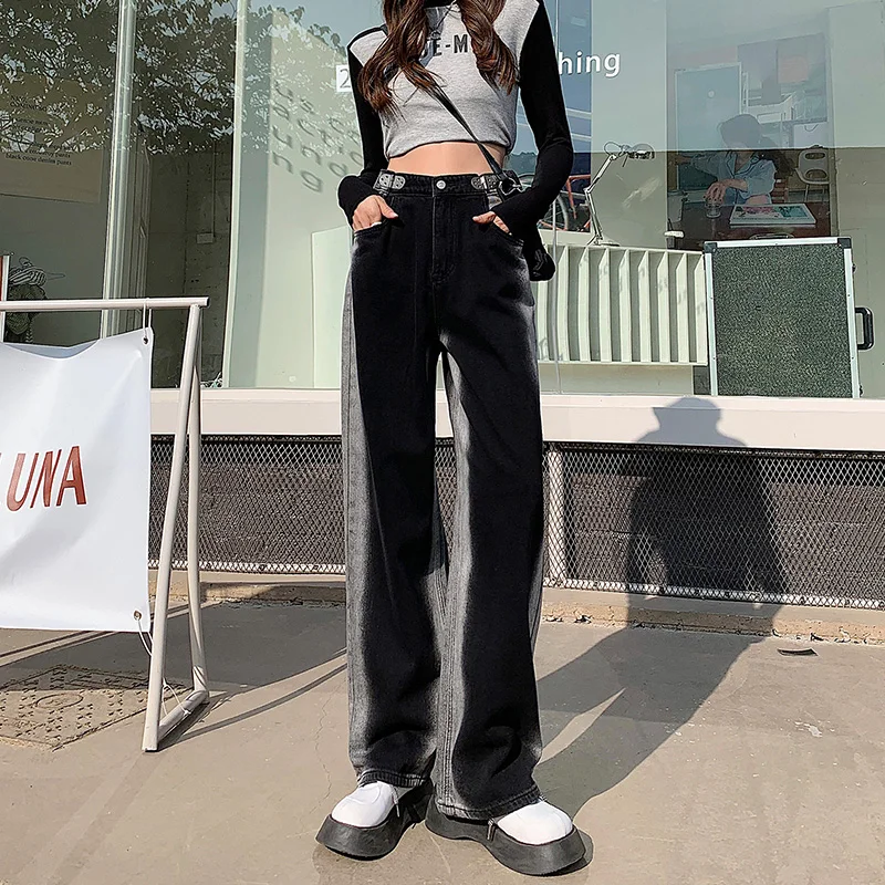 

Woman Jeans High Waist Clothes Wide Leg Denim Clothing Blue Streetwear Vintage Quality 2022 Fashion Harajuku Straight Pants