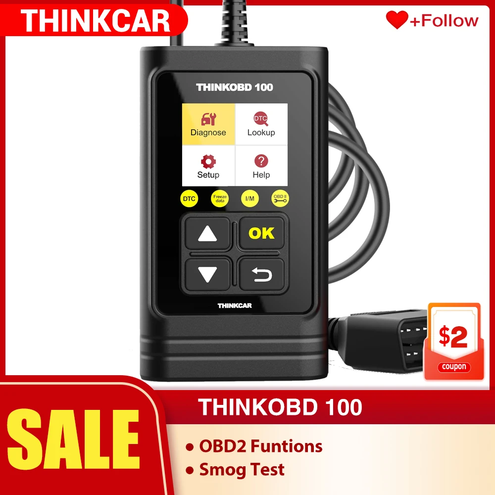 

THINKCAR THINKOBD 100 OBD2 Scanner Check Engine Auto Car Diagnostic Tool Car Scanner O2 Sensor EVAP Smog Test EOBD Code reader