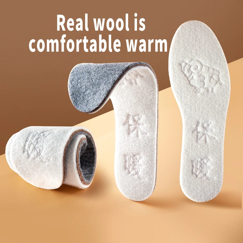 Thermal Felt Insoles Thicken Warm Heated Insoles for Men Women Winter Shoes Breathable Snow Boots Skin-friendly Wool Shoe Pads