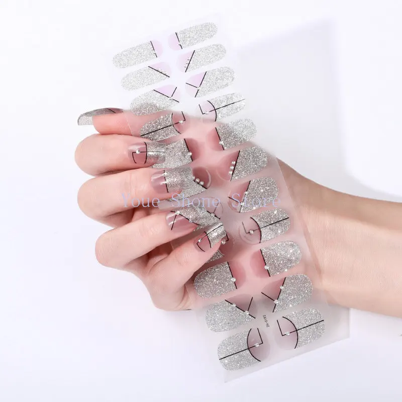 22 шт., блестящие клетчатые наклейки для ногтей