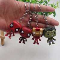 4pcsset the avengers doll action figure keychain cartoon disney spiderman iron man hulk black panthers accessories pendant