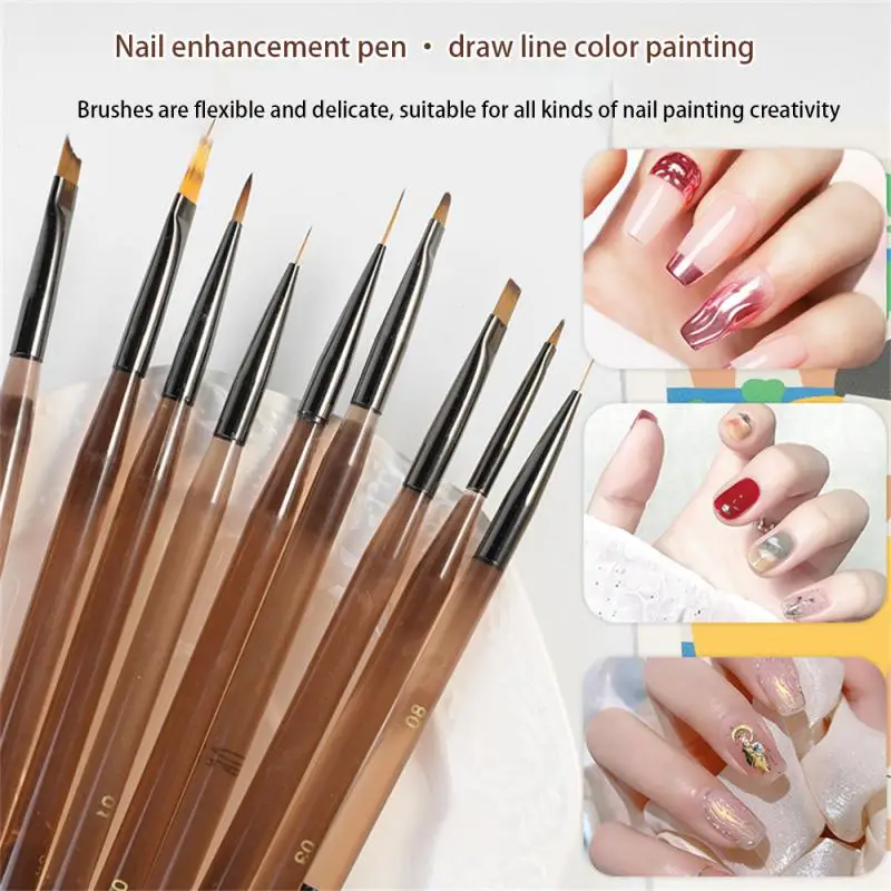 

Manye New Thick Acrylic Nail Pen Full Set Of 9 Nail Art Painted Autumn Chrysanthemum Lace Pen Light Therapy Pen With Pen Cover