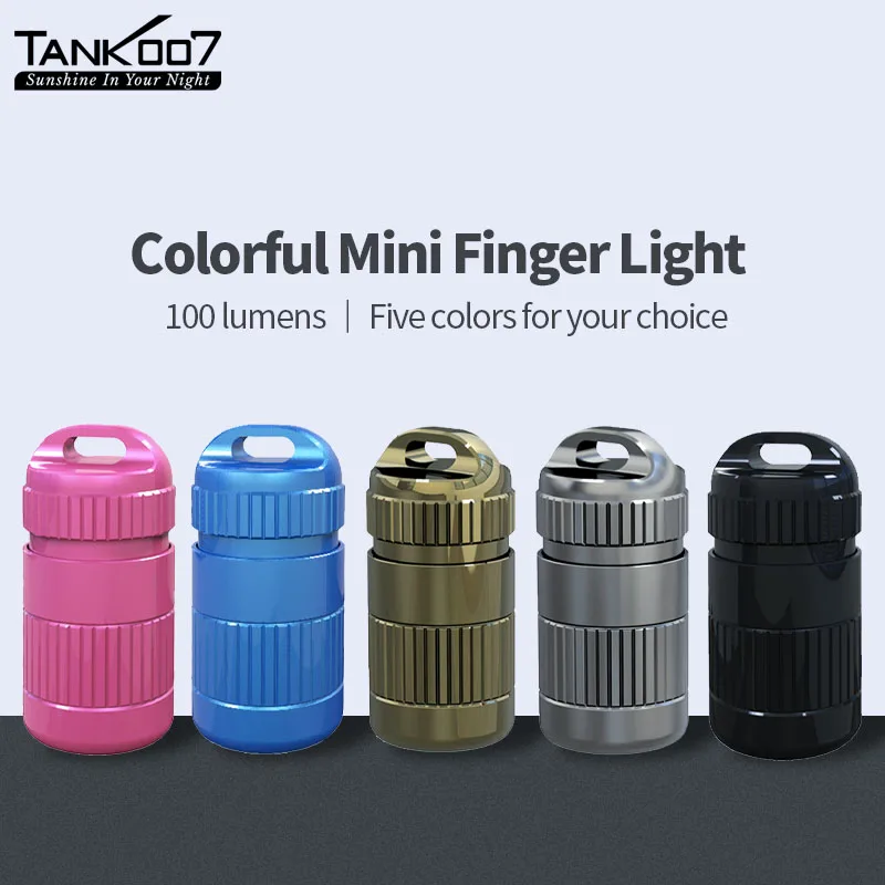 Tank007 E15Ai Mini Light Keychain Finger Flashlight, Colorful 100LM IPX8 Waterproof, Lovable Gift for One You Like