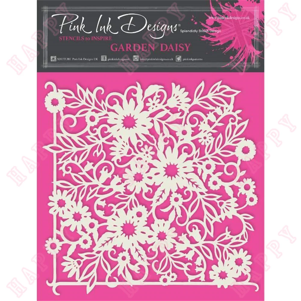 

2022 Summer Garden Daisy 7" Square Stencil Diy Scrapbooking Paper Greeting Cards Album Diary Crafts Decoration Coloring Molds