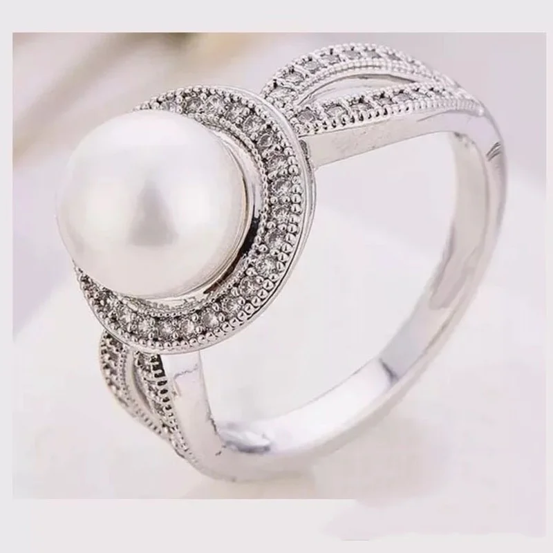 Hot selling inlaid pearl retro ring cross-border e-commerce European and American popular female ring