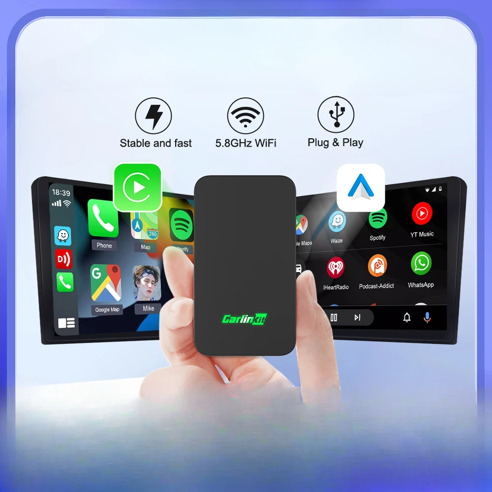 

Carlinkit беспроводной CarPlay Android автомобильный адаптер Авто Waze Spotify для Ford Kia WiFi5.8Ghz GPS BT