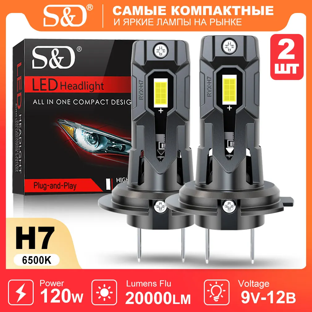 

30000LM H7 Светодиодные лампы для фар CANBUS Lights H7 Мини-лампа 7035 CSP Беспроводной автомобильный светодиод с турбовентилятором 12 В 6500 К 120 Вт