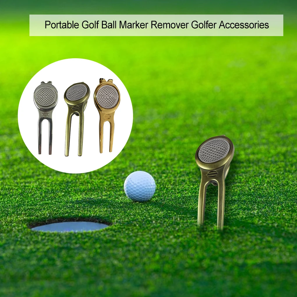 

Zinc Alloy Golf Pitchfork Professional Putting Green Divot Tool Ball Maker Remover Training Aids Repair Fork Supplies