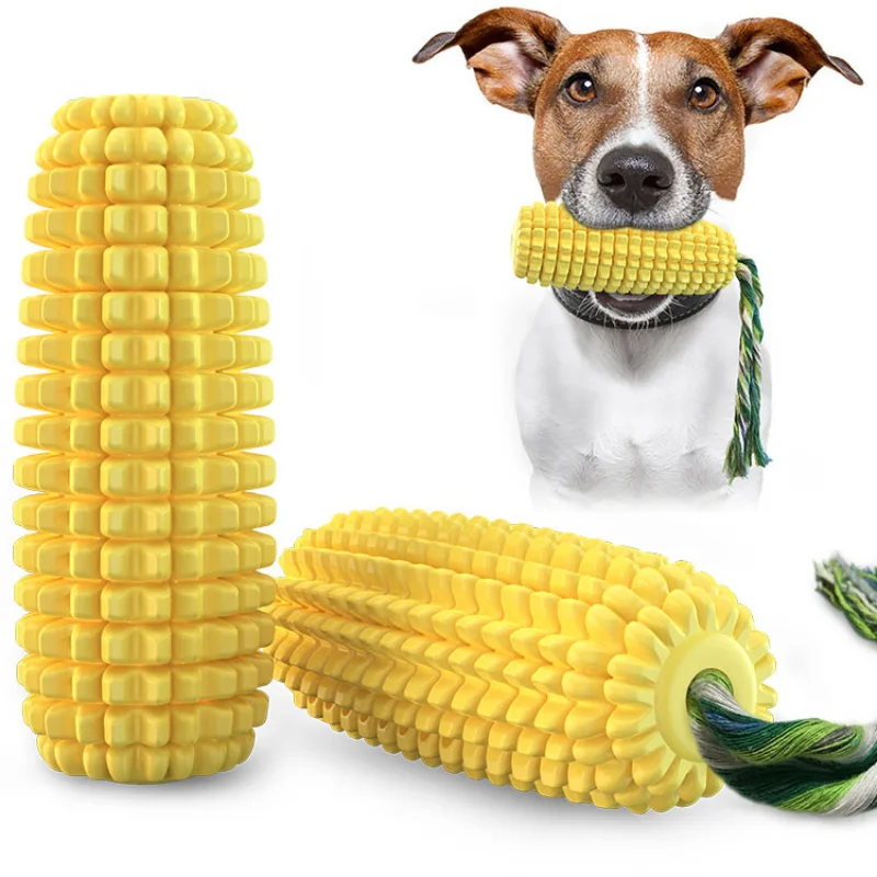 

Corn Toothbrush Chewing Dog Toys Puppy Squeaker Rubber Toothpick Dental Care Cleaning Interactive Games Accessories Pet Products