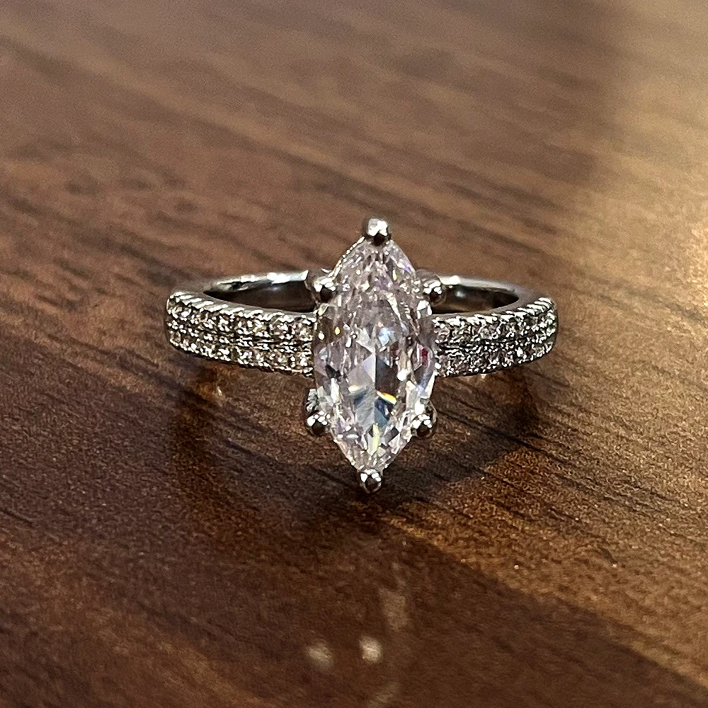 Массивное женское кольцо Huitan для вечеринки простое Стильное с фианитом маркиза