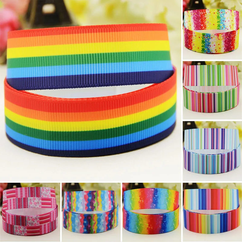 

22mm 25mm 38mm 75mm Stripes cartoon printed Grosgrain Ribbon party decoration 10 Yards satin ribbons