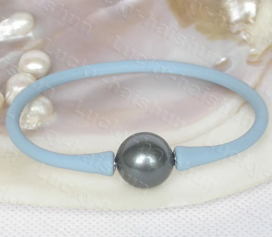 Эластичный круглый таитянский черный браслет из силиконовой резины C807, 17 см, на выбор, 18 мм