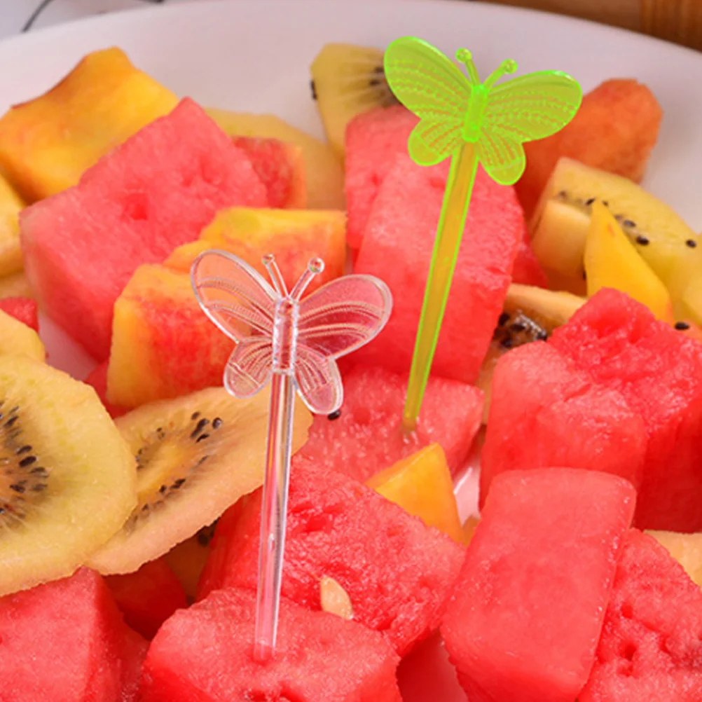 

200pcs Picks Shape Fruit Toothpicks Sandwich Appetizer Sticks Party Supplies (Transparent)