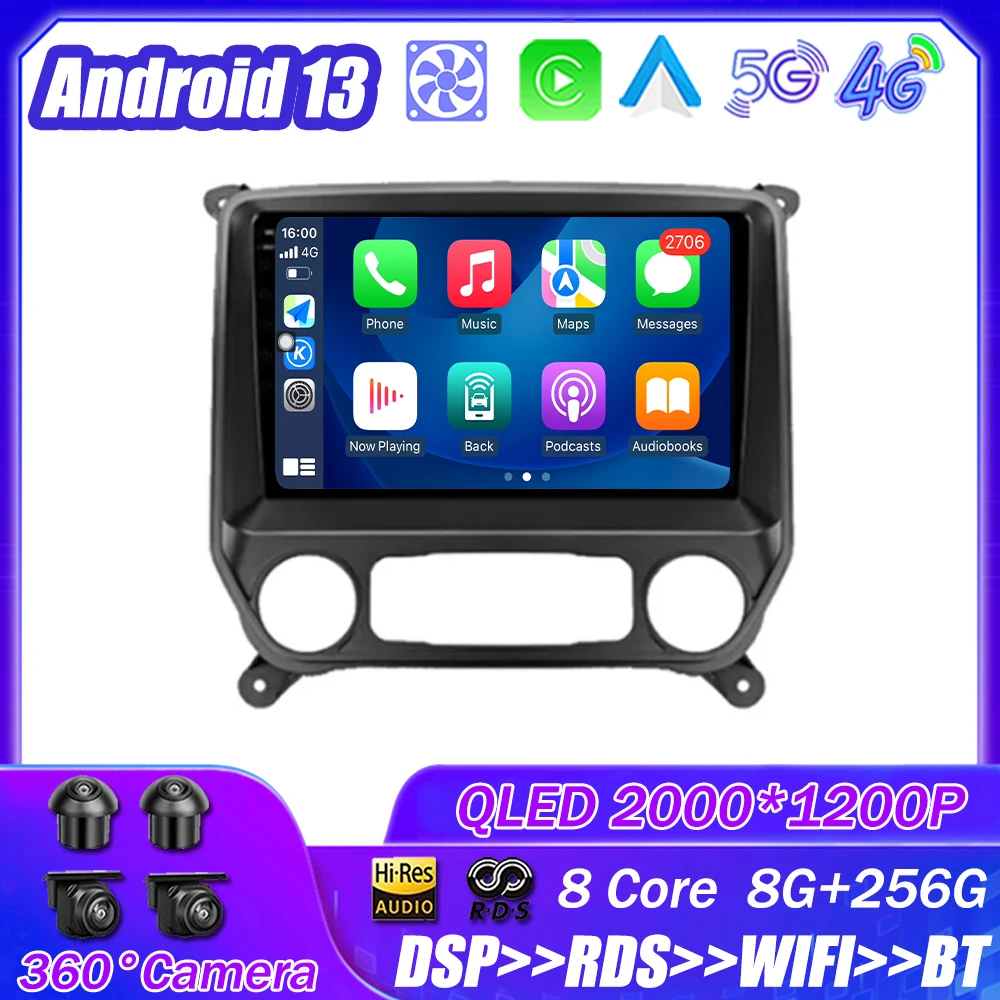 

Android 13 для Chevrolet Silverado 3 GMTK2 2013 - 2019 автомобильное радио, мультимедийный плеер, навигация, стерео, GPS, автомобильное головное устройство без DSP