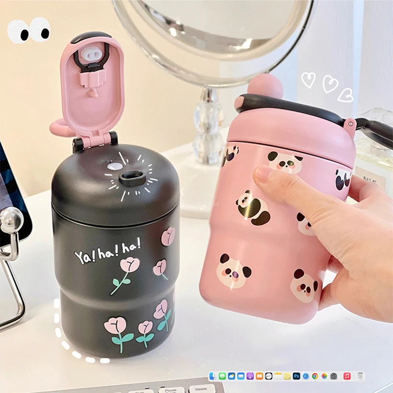 

Kawaii Cat Bear Thermos Bottle For Kids Girl Coffee Thermal Cup For Hot Cold Drinks Water Tea Milk Stainless Steel Portable Cup