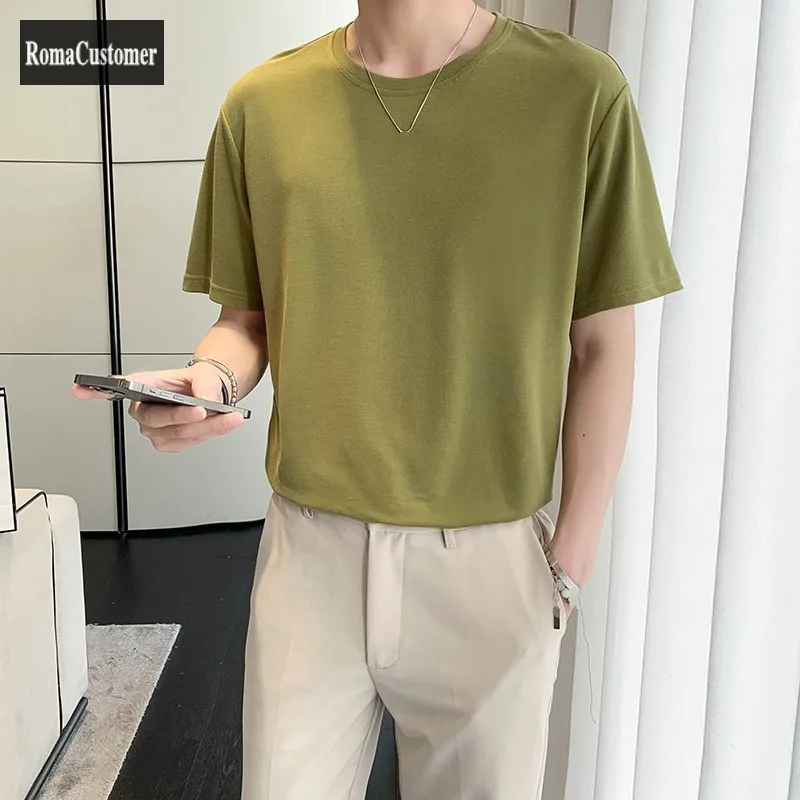 

T-Shirt Mens Summer New Korean Version Trend Loose British Style Solid All-Match Handsome Casual Short Sleeve Pullover Blouse
