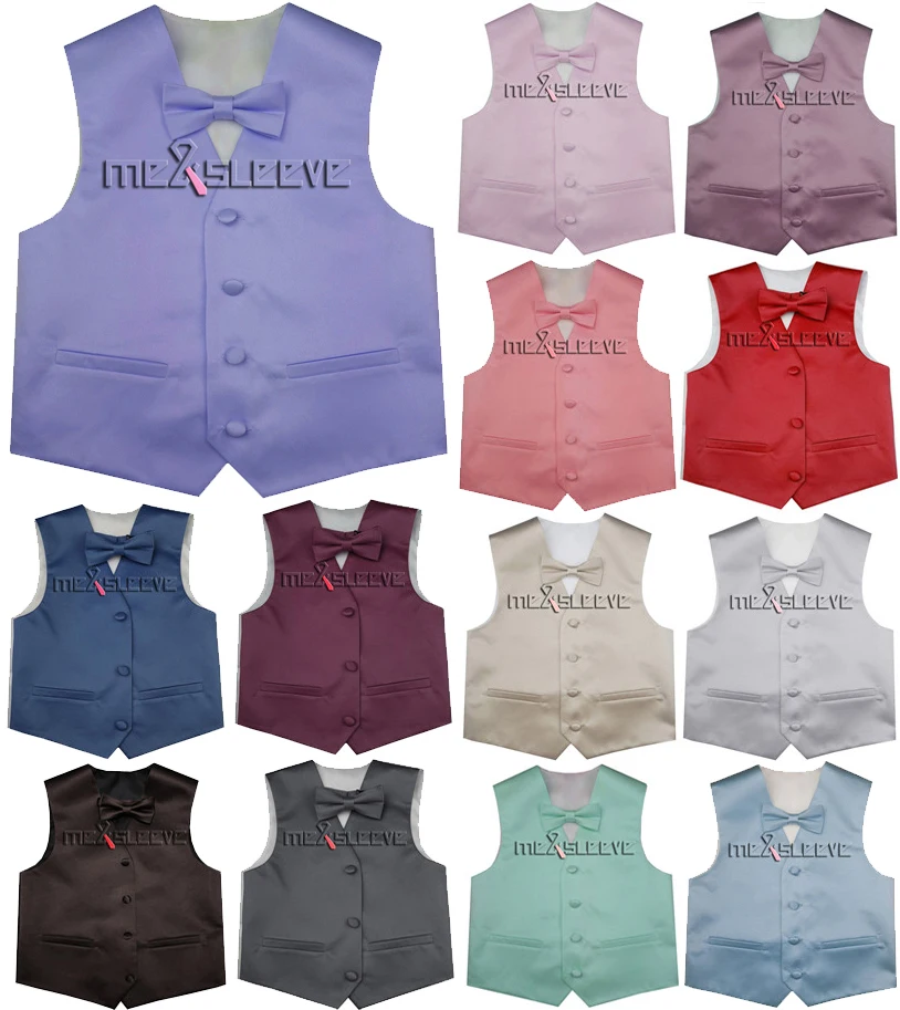 

Однотонный Свадебный Цветочный жилет для мальчиков + галстук-бабочка от малыша до мальчика