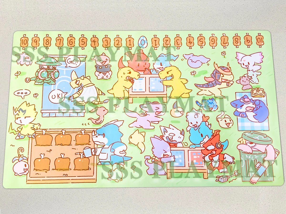 Милый игровой коврик Digimon Agumon Gomamon Culumon DTCG CCG Коврик Loogamon Veemon TCG Настольная игра