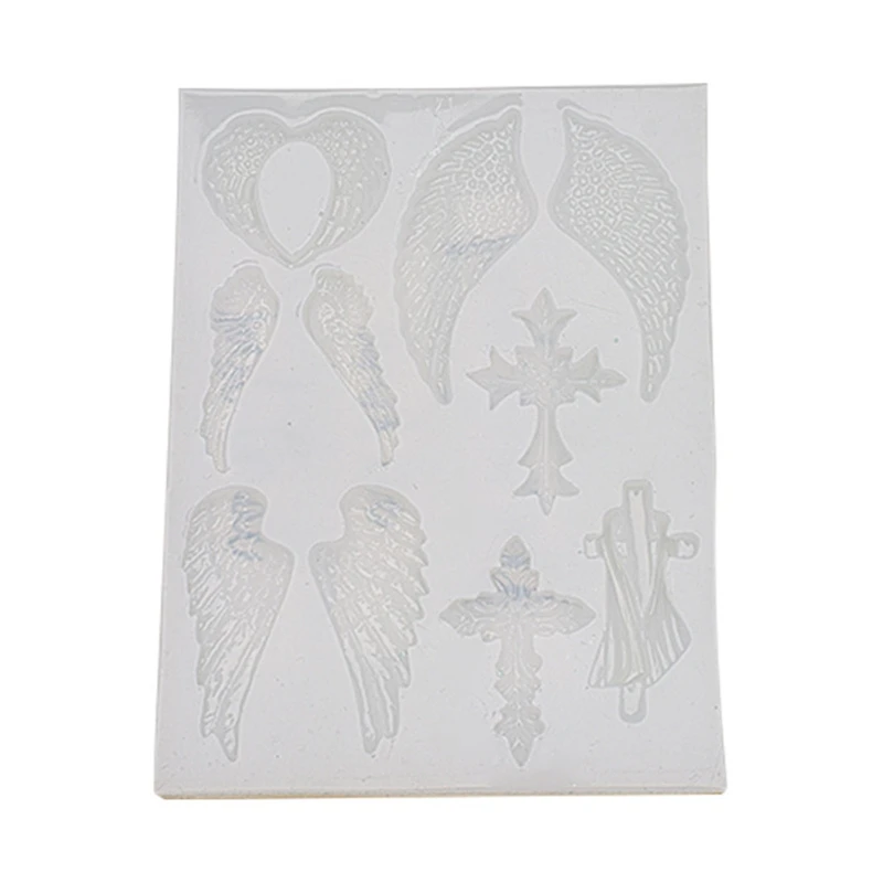 

L21E Shiny Silicone Molds Cross Feather Wings Ornament Mold DIY Keychain Pendant Jewelry Epoxy Resin Crafting Molds