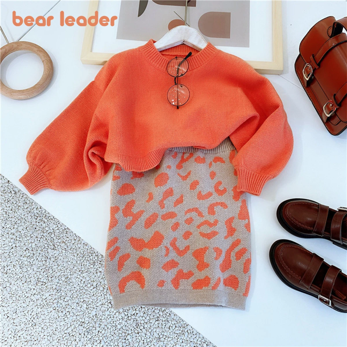 Bear Leader/комплекты одежды для девочек новый модный осенний Детский свитер топ с