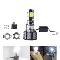 1pcs motorcycle led headlight h4 h6 hs1 bulb for moto motorbike moped 6cob 6000k scooter 4000lm monochrome flash accessories