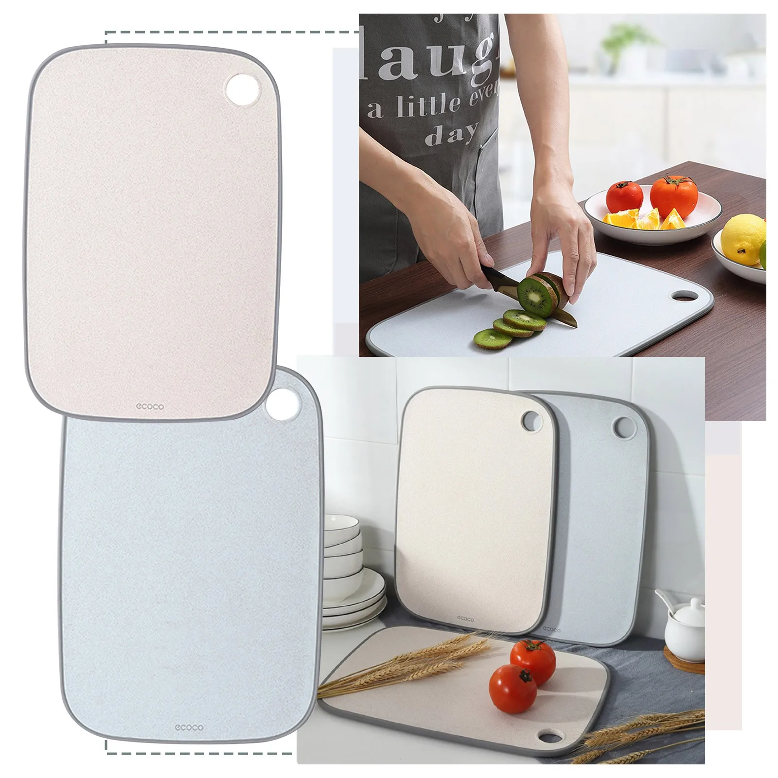 

Household Antibacterial Cutting Board Wheat Straw Double-Sided Chopping Board Anti-Mildew And Anti-Skid Plastic Kitchen Products