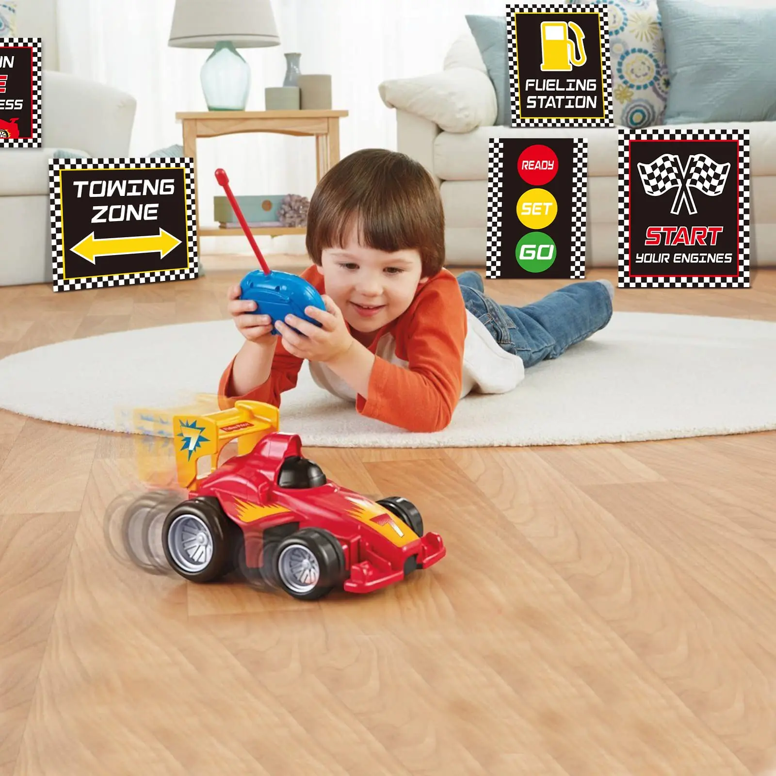 Гоночный автомобиль Принадлежности для дня рождения Клетчатые флаги Гоночные