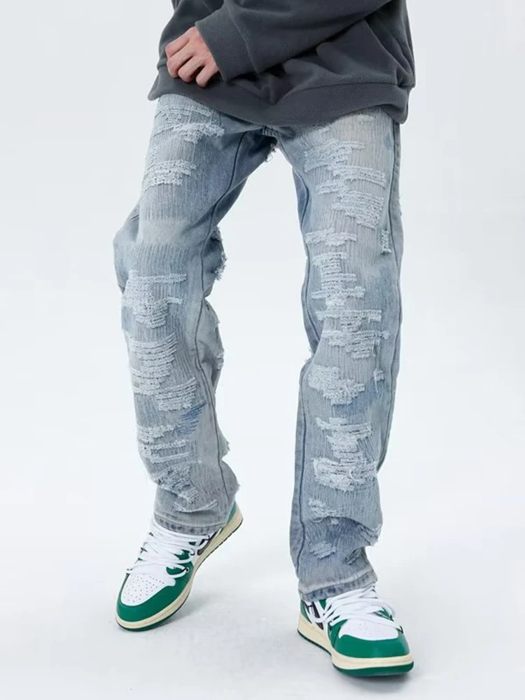 Men's Y2K Pant Baggy Jeans Fashion Denim Trousers Zipper Loose Straight Leg Spring Stretch Long Pants Men Clothing Baggy Hosen
