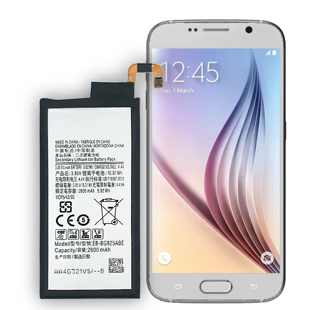 Сменный аккумулятор EB-BG925ABE 2600 мАч для Samsung GALAXY S6 Edge G9250 G925FQ G925F G925S S6Edge G925V G925A