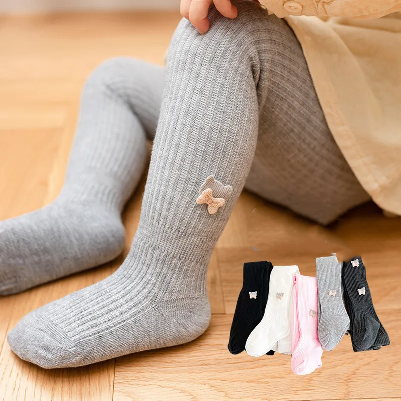 

Baby Autumn Spring Soft Tights Newborn Toddler Kid Girl Ribbed Stockings Cotton Warm Elastic Pantyhose Solid Tights