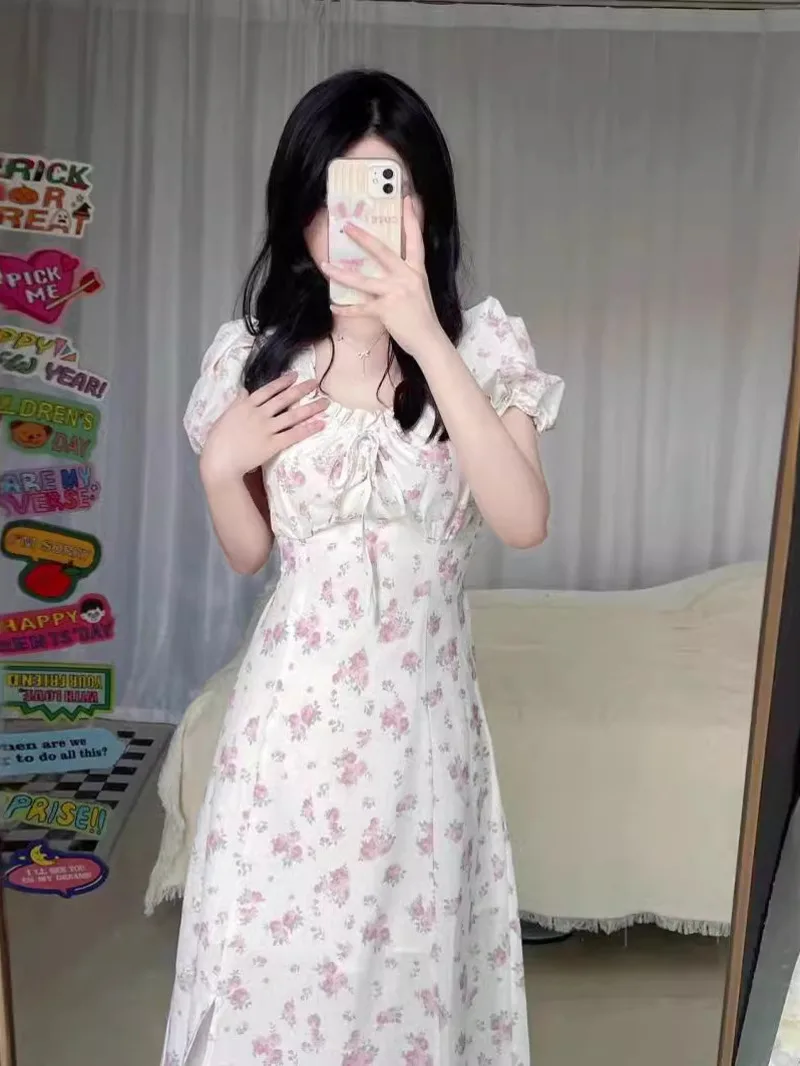 Новинка лета 2024 милое французское винтажное модное женское платье с