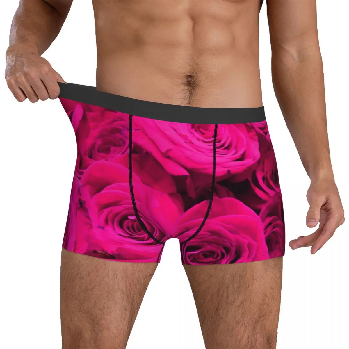 

Pink Roses Print Underwear Vintage Flowers Men Panties Customs Funny Boxershorts Hot Boxer Brief Big Size