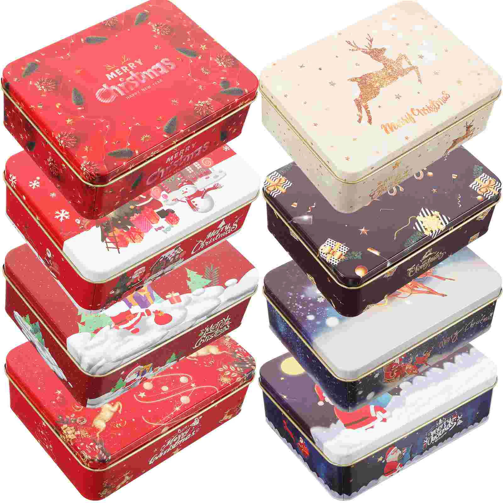 

8 pcs Greeting Card Boxes Christmas Gift Boxes Metal Card Storage Boxes Small Boxes with Lids