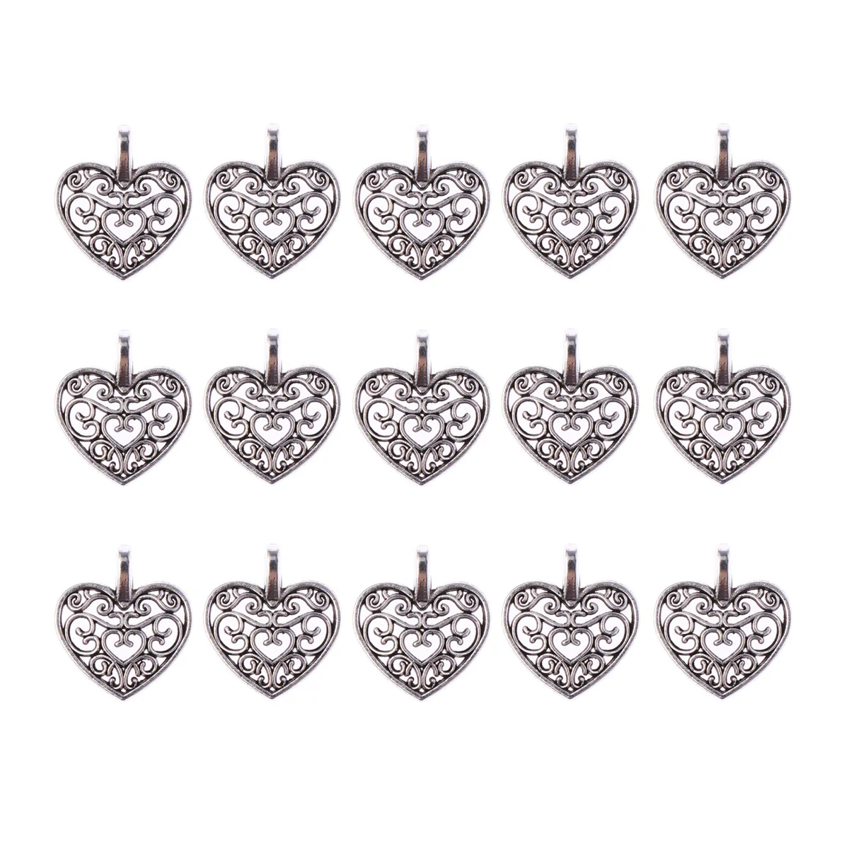 

Подвеска из сплава, ажурный кулон в форме сердца для изготовления ювелирных изделий «сделай сам», ожерелья, браслета, 50 дюймов (серебро)