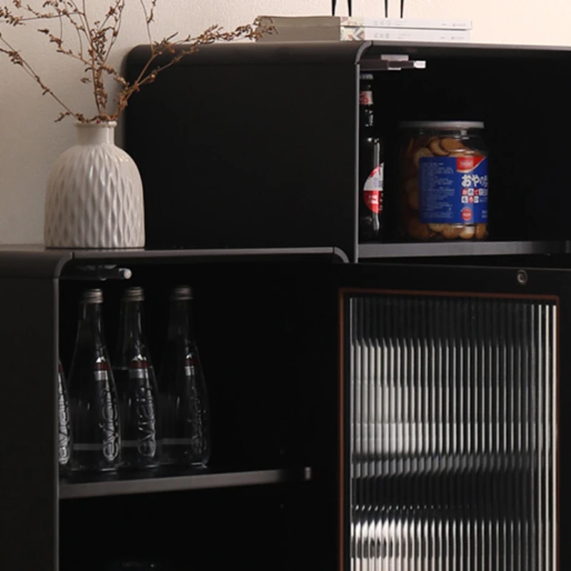 Роскошные черные Угловые стеклянные двери для гостиной шкафа духов под кровать