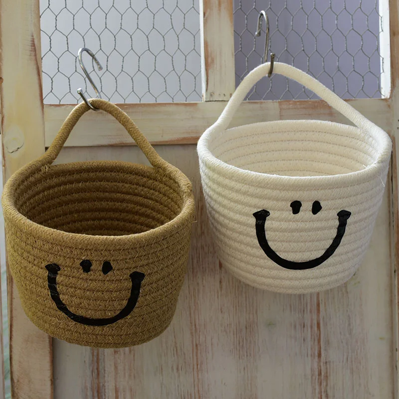 

Small Cute Storage Organizer Cotton Rope Material Tool Bag Multifunctional Storage Bag Wall-mounted Reusable Bags Rich Colors